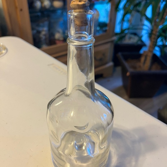 Vintage liquor bottle. Concave dimple button bottom round clear glass bottle crk - Picture 3 of 7